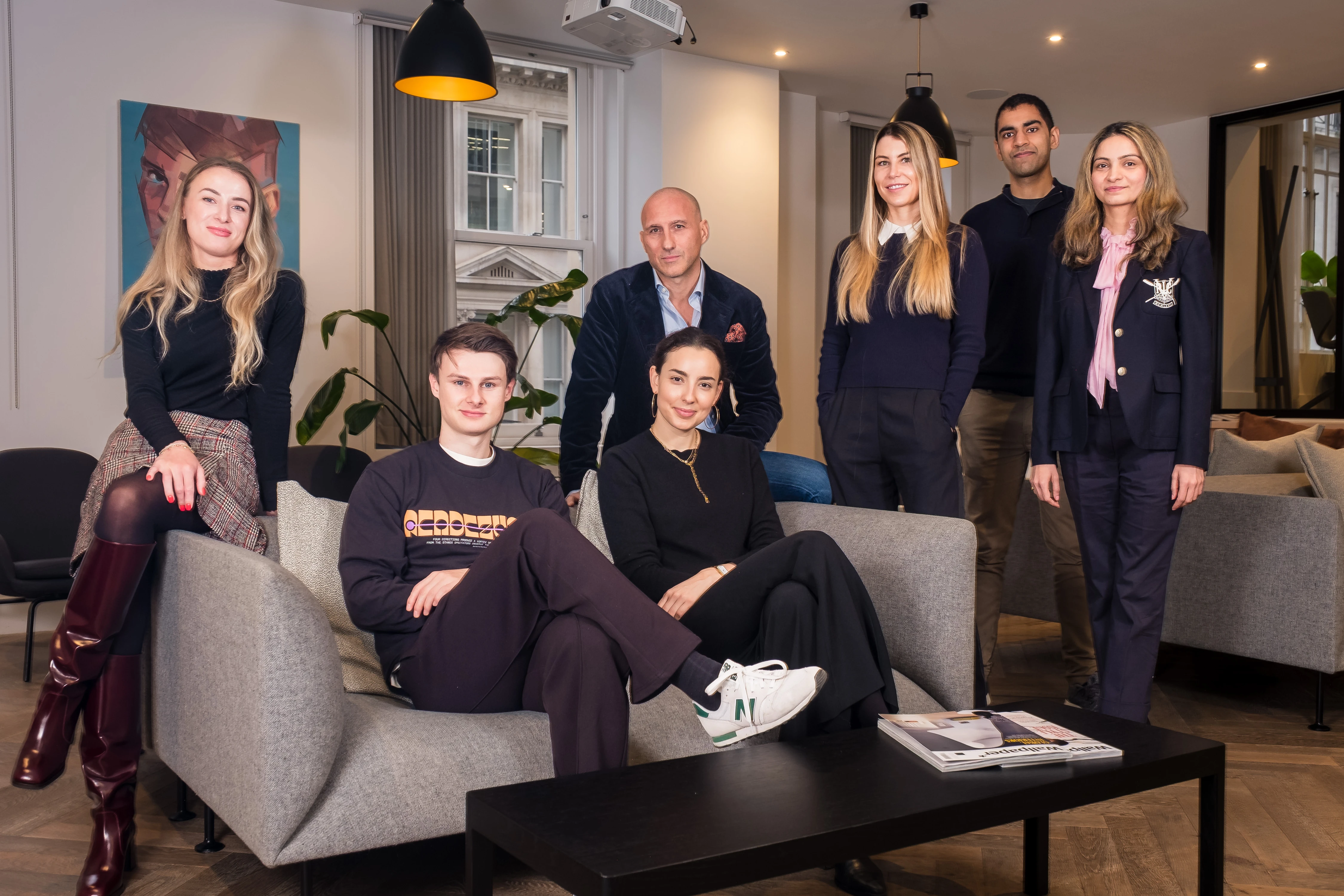 Earlybird Venture Capital London Team - Full team portrait in office lounge